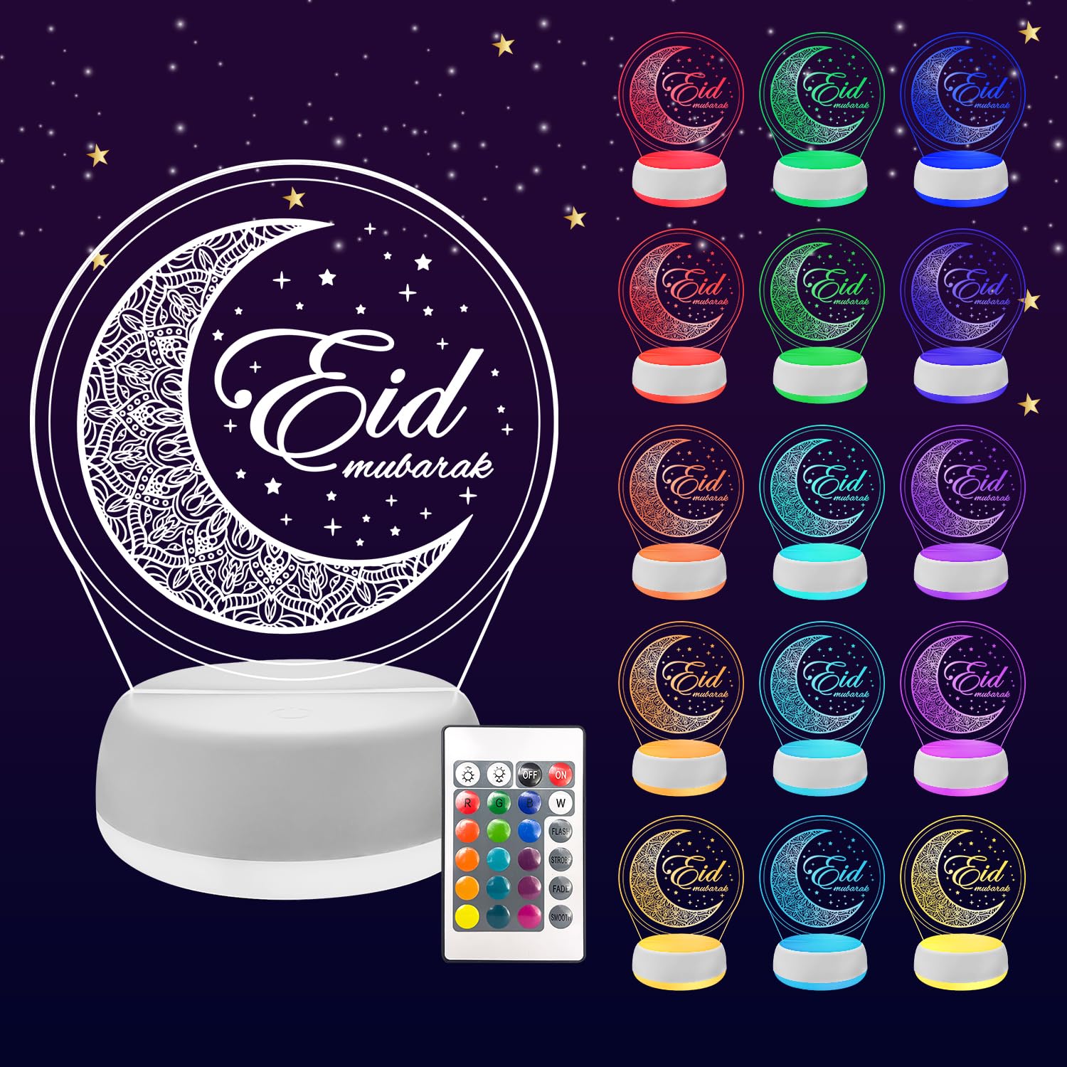 Eid Table Decoration for Home 2024 LED Lights with Remote Control Eid ...