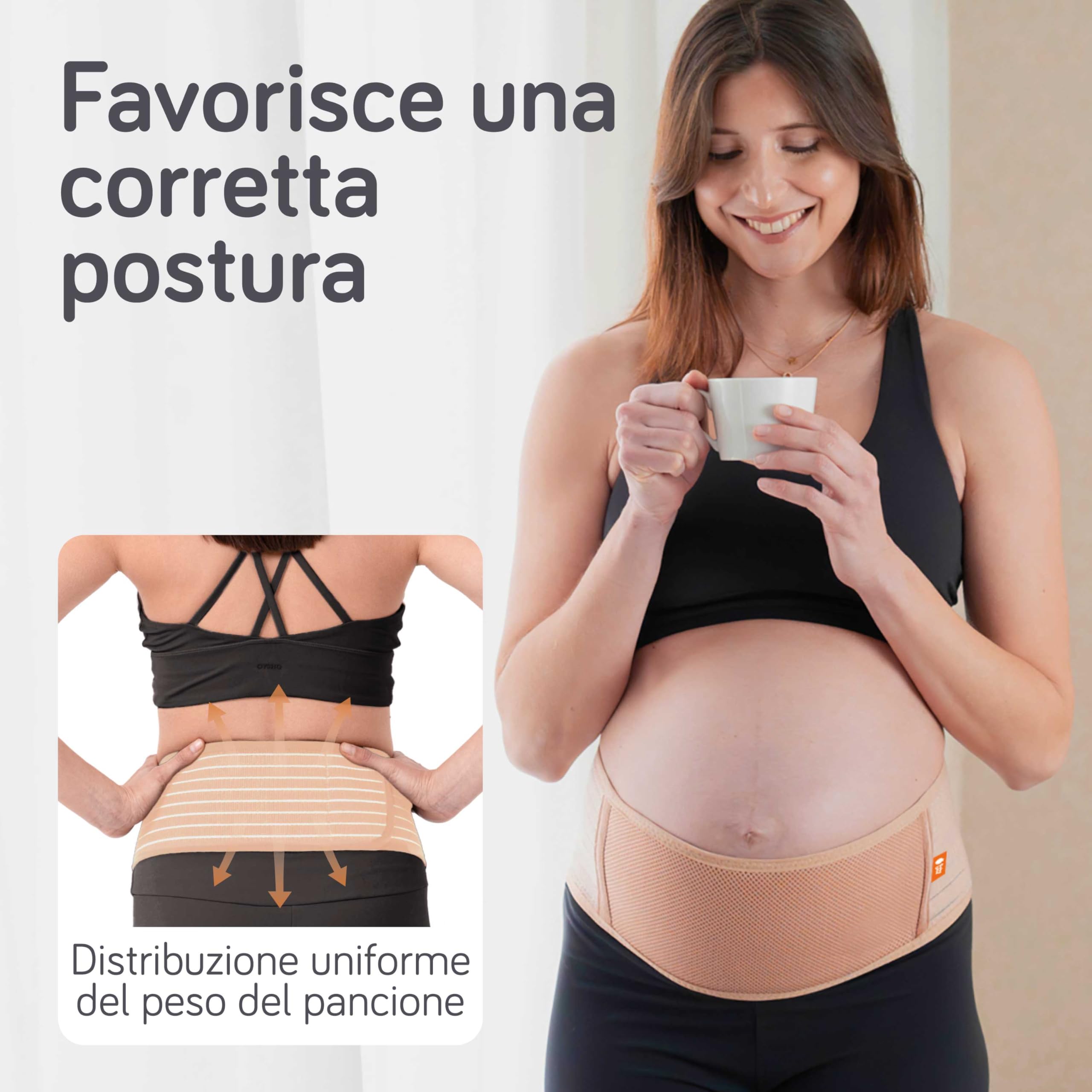 Baby Uma Pancera Gravidanza Fascia Gravidanza Donna, Leggera e Traspirante, Pancera Gravidanza con Chiusura Velcro Regolabile, Supporto Pancia e Schiena Confortevole (M/L)