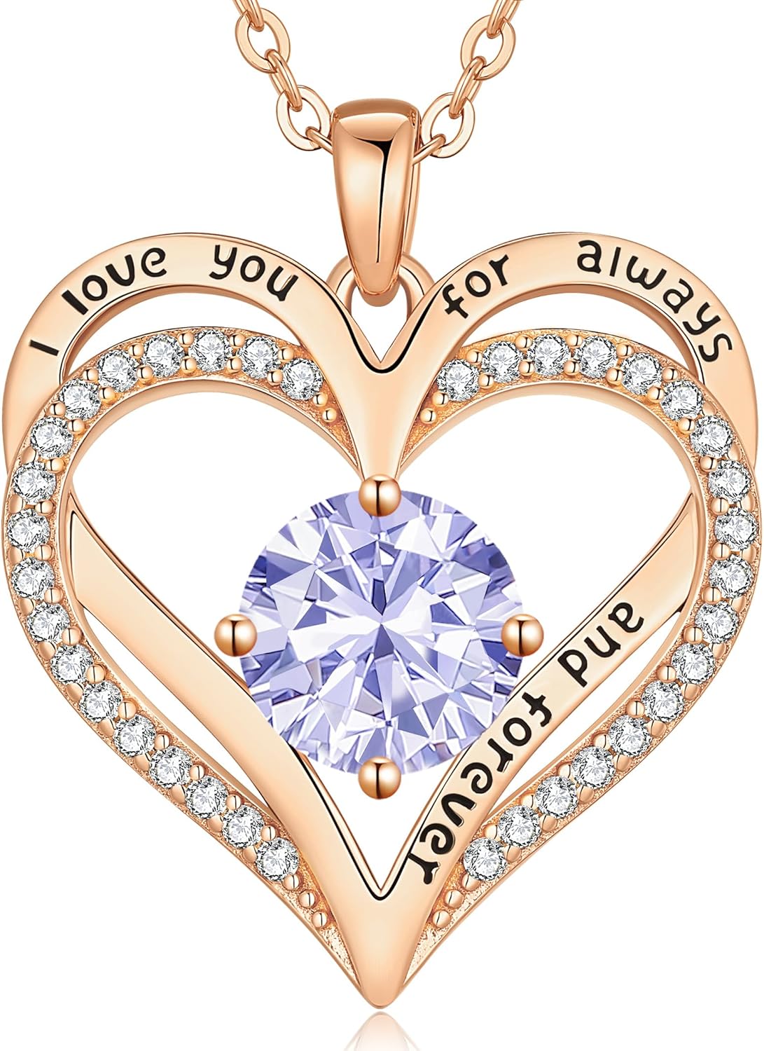 LOUISA SECRET Love Heart Birthstone Necklaces for Women, Birthday Gift for Girlfriend, Anniversary Jewelry Gift for Wife Her, 925 Sterling Silver Women Pendant Necklace, Mother's Day Christams Gift