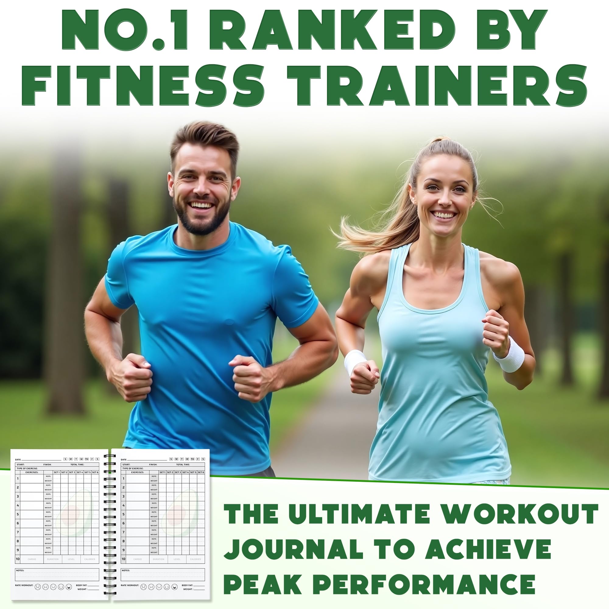 Fitness Logbook - Workout Planner - Formato A5, Verde avocado - Copertina più spessa migliorata - Diario di allenamento - Impostazione degli obiettivi per il bodybuilding - di Workout Log