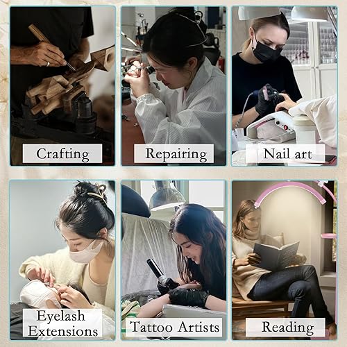 Miniatura 25 de Lámpara de pestañas para extensiones de pestañas, lámpara de pestañas LED ajustable, luz de media luna, tatuaje, iluminación sin sombras, para Dorado