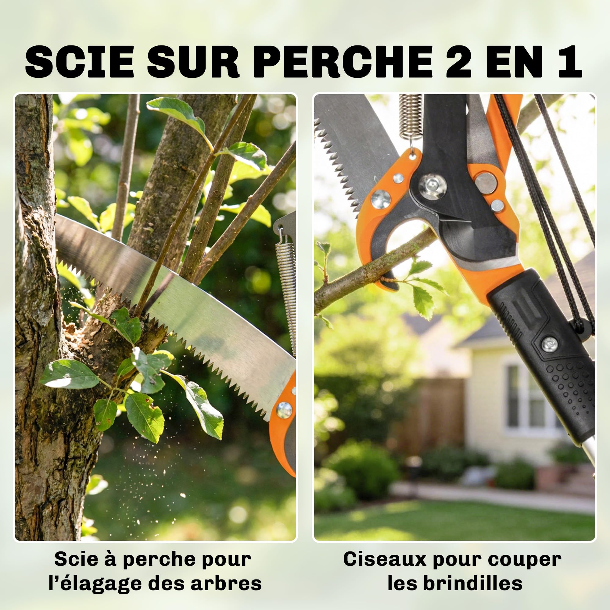 Outsunny 2-w-1 piła do gałęzi, 6,5ft aluminiowa sekator, ostre ostrze