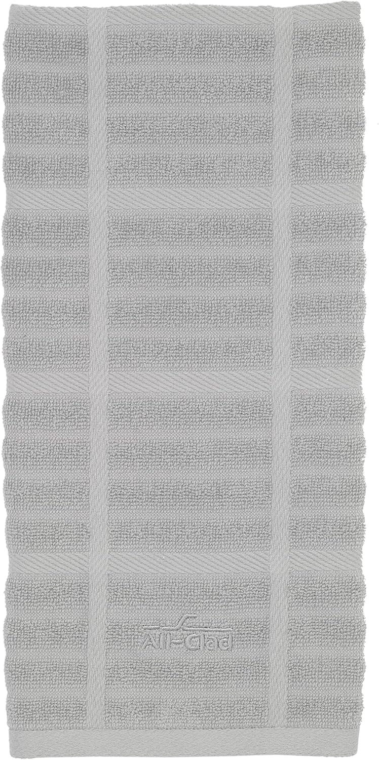 3- pack of All-Clad Solid Kitchen Towel: Highly Absorbent, Super Soft Long Lasting - 100% Cotton, 17x30 Tea Towel for Cleaning & Drying Dishes, Pans, Glassware, or Countertops, (1-Pack), Titanium Gray