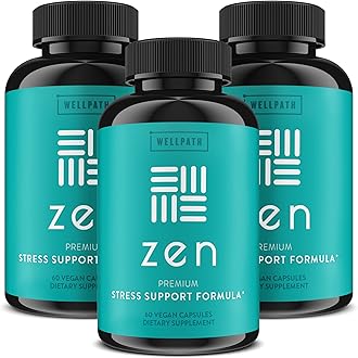 WellPath Zen Stress Relief Supplement + Mood Support (180 ct) | Calm, Stress & Energy Aid | Ashwagandha Root, Rhodiola Rosea, L-Theanine, Lemon Balm | Herbal Capsules