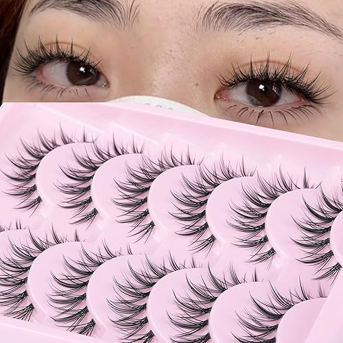 Miniatura 2 de Pestañas postizas de aspecto natural, pestañas postizas de banda transparente, pestañas asiáticas coreanas para cosplay, pestañas de imitación de