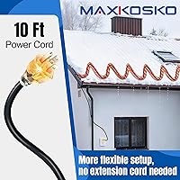 Vista 2 de MAXKOSKO Cable térmico de techo de 60 pies (cable de 10 pies), cable de fusión de nieve autorregulable, cinta térmica de 120 V de 7 W/pies