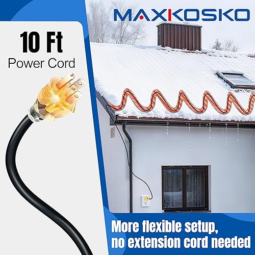 Vista 2 de MAXKOSKO Cable de calor de tubo autorregulador para protección contra la congelación de tuberías, canaleta de techo, cable de calefacción