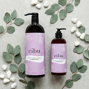 CIBU Platinum Brightening Shampoo 30016 Purple Formula Tones & Protects Blonde, Silver, Highlighted Colored Hair | Sulfate-Free Eliminates Brassy Tones | Restores Softness, Strength and Shine 350ml