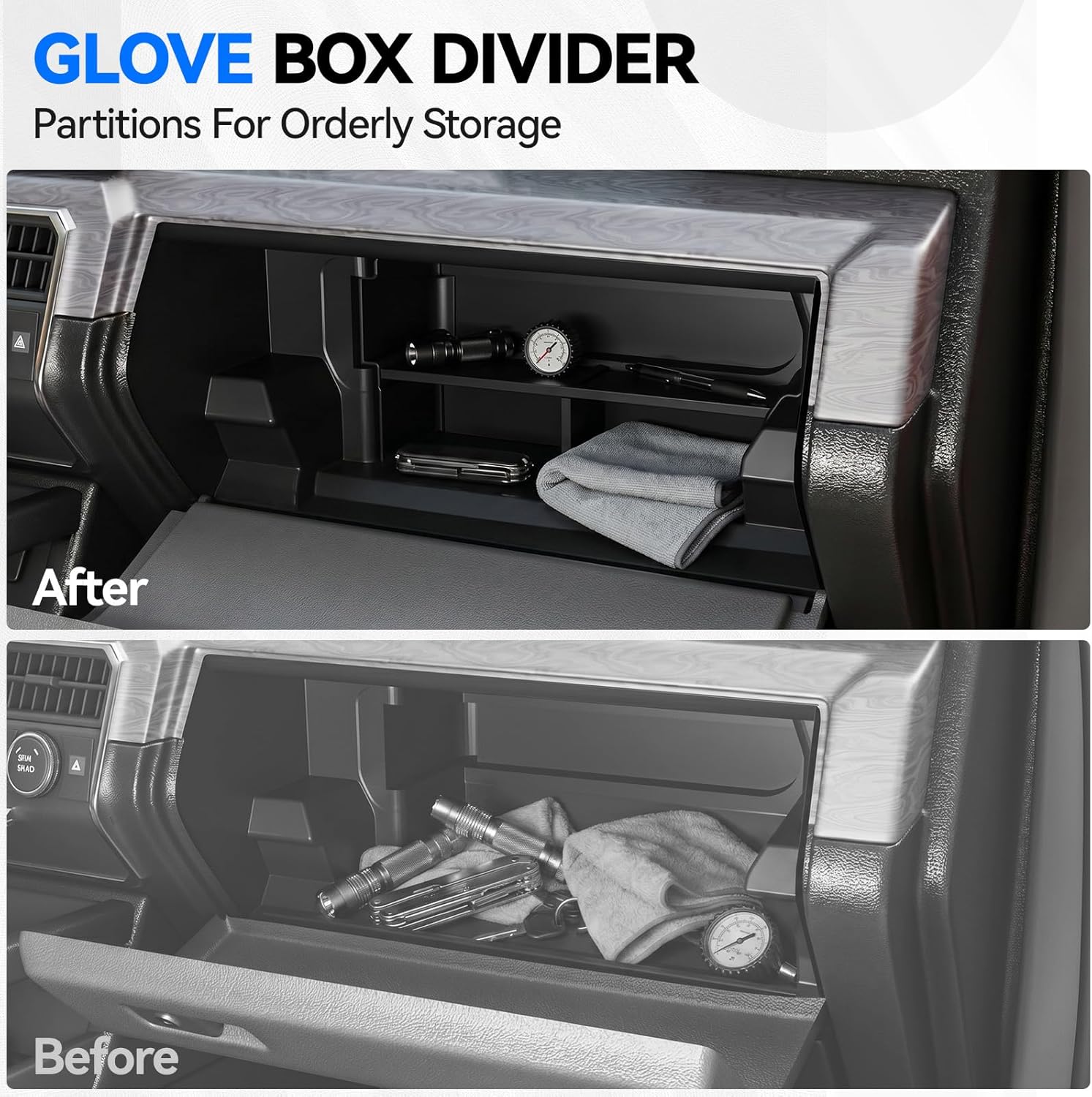 ELECFRESH 6PCS Set Center Console Organizer Tray for 2026 2025 2024 Toyota Tacoma Gen 4th Accessories, Glove Box Organizer Armrest Hidden Storage Box, Front & Rear Cup Holder with Insert Divider
