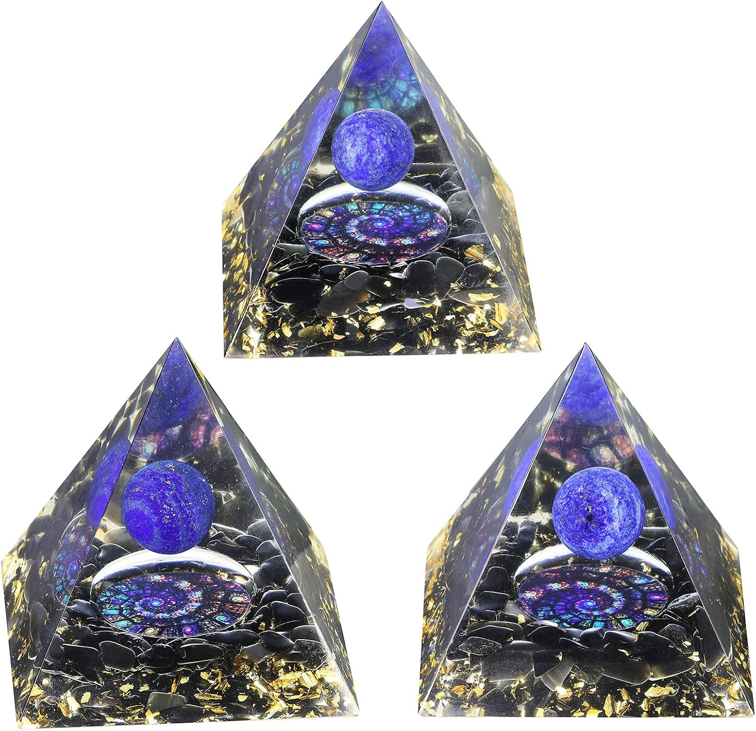 Nupuyai Lapis Lazuli Sphere Healing Crystal Pyramid with Gift Box - Image 5