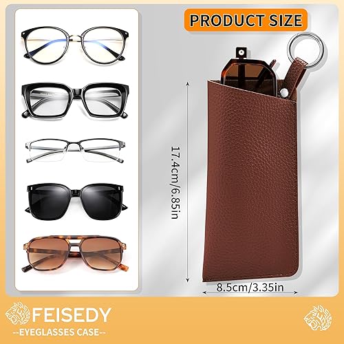 Miniatura 6 de FEISEDY Paquete de 2 fundas portátiles para gafas con gancho de clip, bolsa de cuero suave para gafas, bolsa delgada para gafas de sol B0313