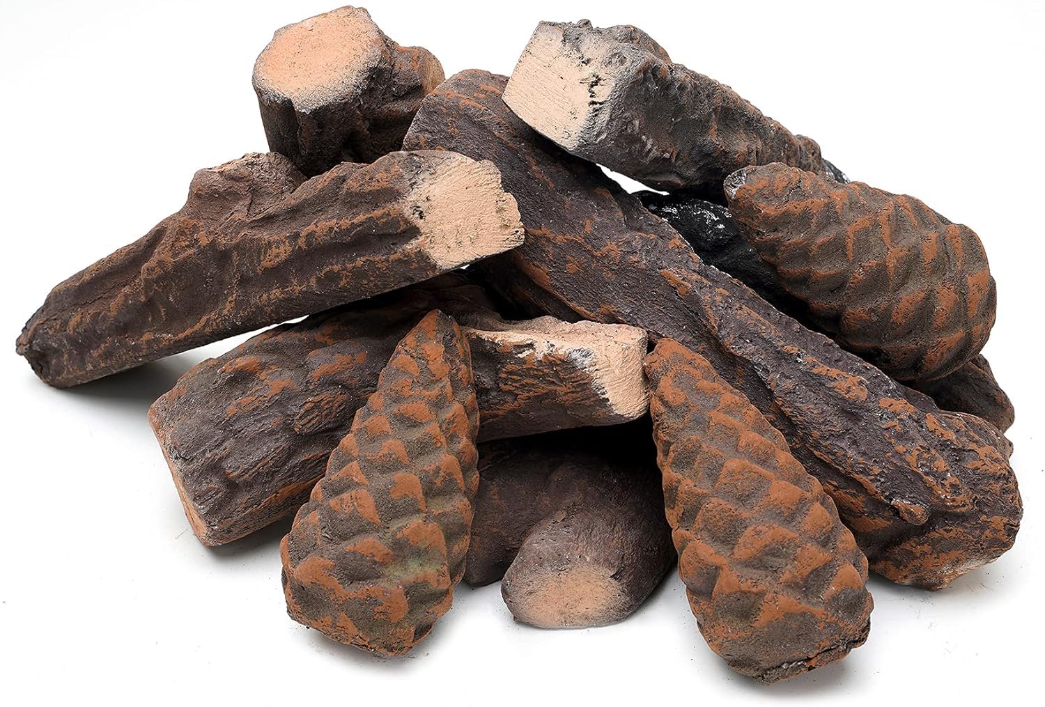 10 pezzi tronchi in ceramica per caminetto a bioetanolo, tronchi decorativi per camini a gas, elettrici, bioetanolo, tronchi artificiali senza fumo, a lunga durata, resistenti al calore, impilabili in