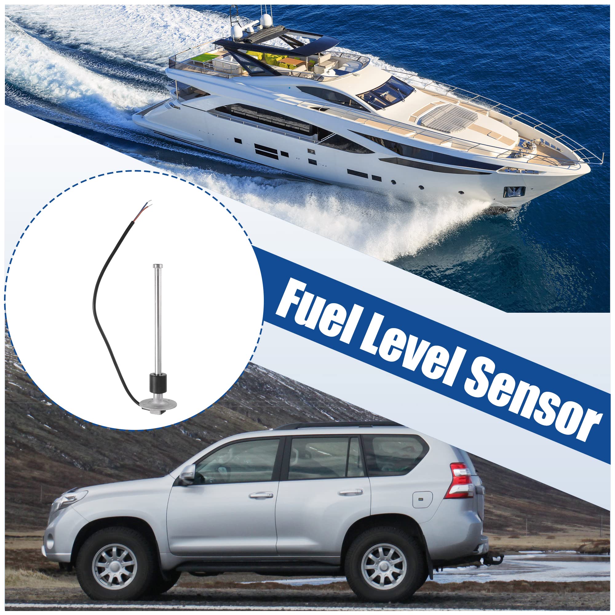 X AUTOHAUX 240-33 Ohms 250mm Serbatoio Carburante Unità di invio Sensore di Livello Acqua Carburante In Acciaio Inox per Camion Marino Barca Auto