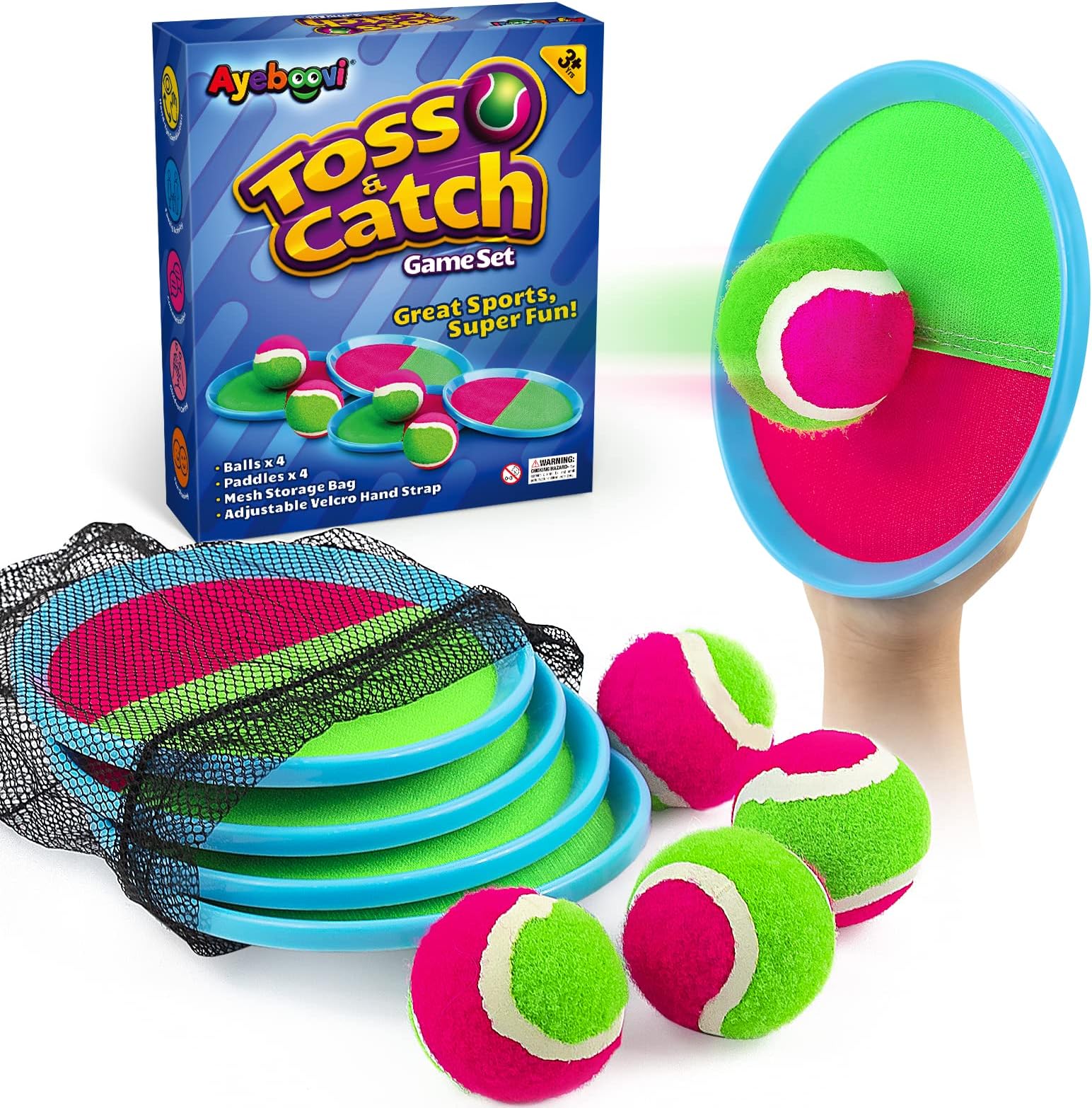 Ayeboovi Toss and Catch Ball Game Outdoor Toys for Kids Yard Games Beach Toys Outside Games for 3 4 5 6 7 8 9 10 Year Old Boys Girls (Upgraded)