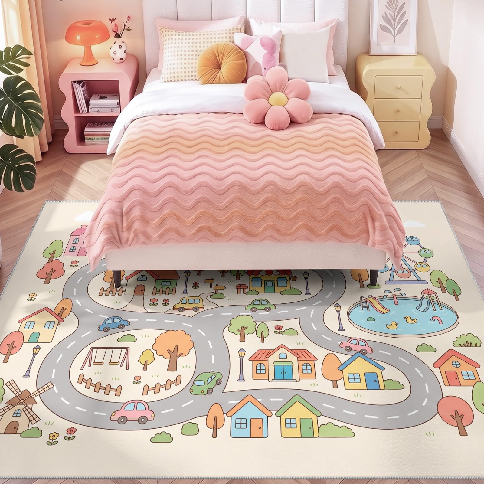 Dywan z nadrukiem o dużej powierzchni 80 x 150 cm salon mapa miasta