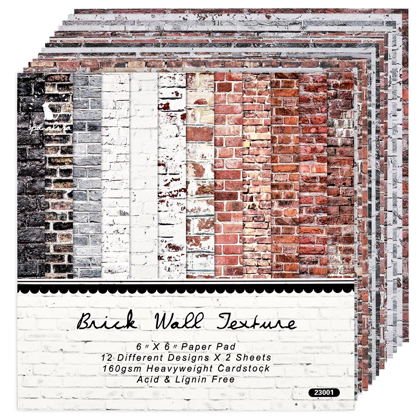 Photo 1 of Diuhofart 6x6 Scrapbook Paper Pad – 24 Sheets Brick Wall Texture Paper for Junk Journal & Card Making – Easy-to-Handle Premium Cardstock for Photo Safe Memory Keeping