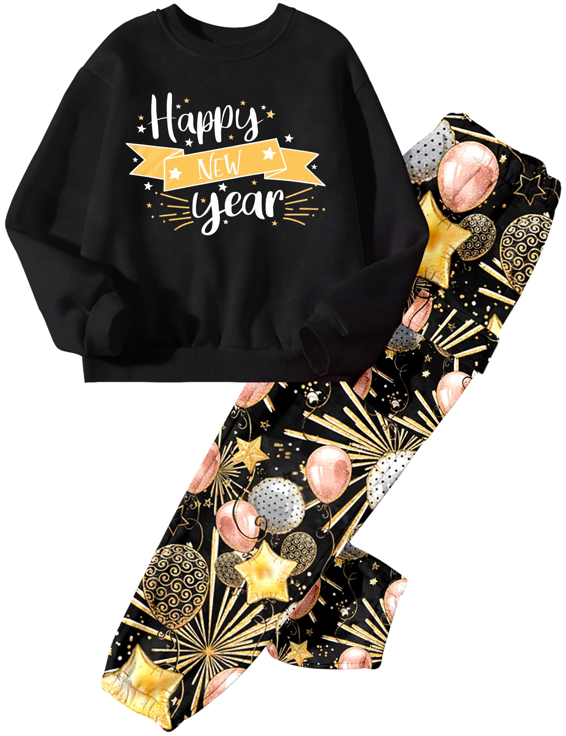 Aulyffo Little Girls Clothes Graphic Girls Outfit Long Sleeve Pullover Plaid Pants Toddler Clothes for Girls Clothing Sets