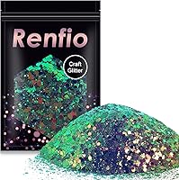 Vista 8 de Renfio Chameleon Purpurina Gruesa con Brillo, Juego de Purpurina de Resina de 16 Colores que Cambian de Color, Cada uno 10g/0.35oz, Copos