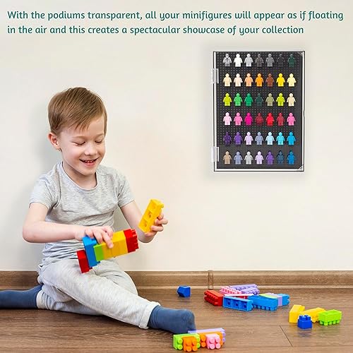 Miniatura 6 de JOYMOMO Vitrina de minifiguras de acrílico para montaje en pared, exhibe y protege tu colección de minifiguras de bloques de construcción (sin