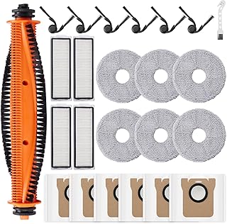 Lot de 24 accessoires pour robot aspirateur Xiaomi Robot Vacuum 5/5 Pro, pièces de rechange avec 1 brosse principale anti-enchevêtrement, 6 tampons de nettoyage, 6 sacs à poussière, 4 filtres, 6
