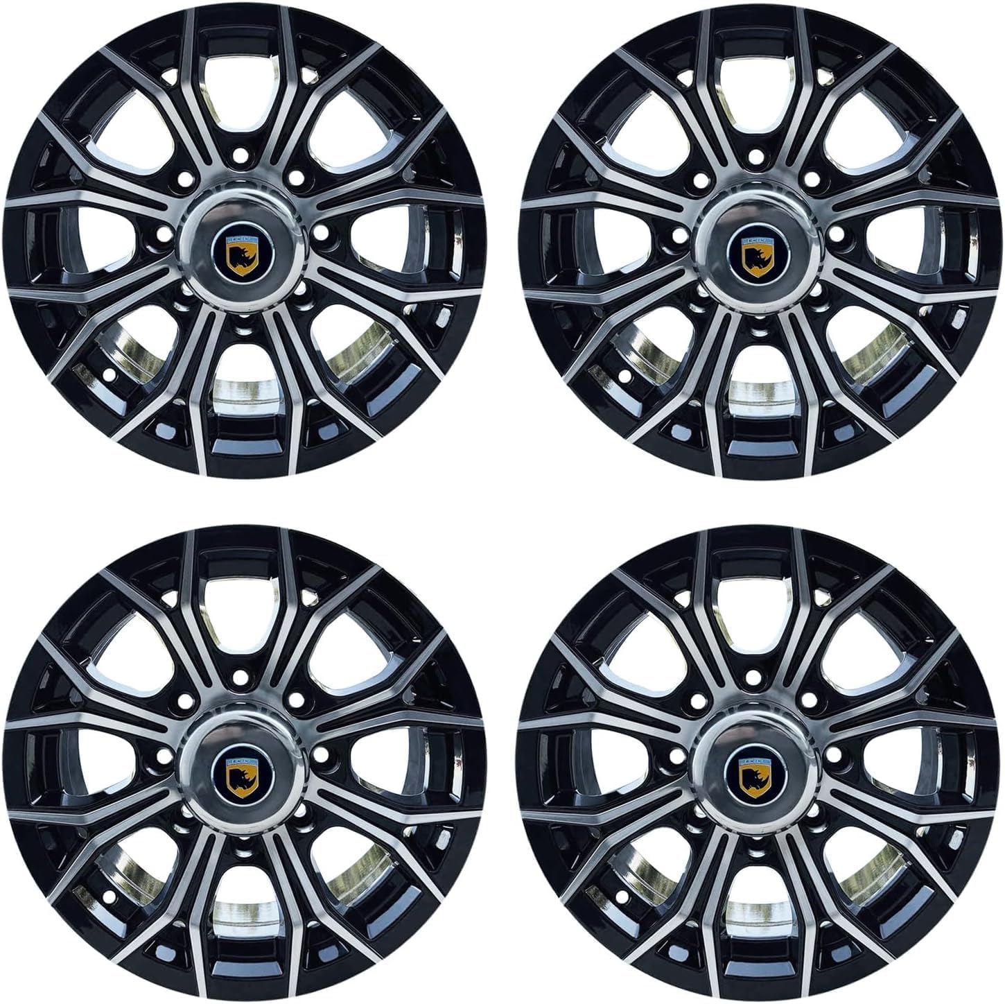 4 PCS 16X6, 8X6.5 Aluminum Trailer wheel, Black Machined Face