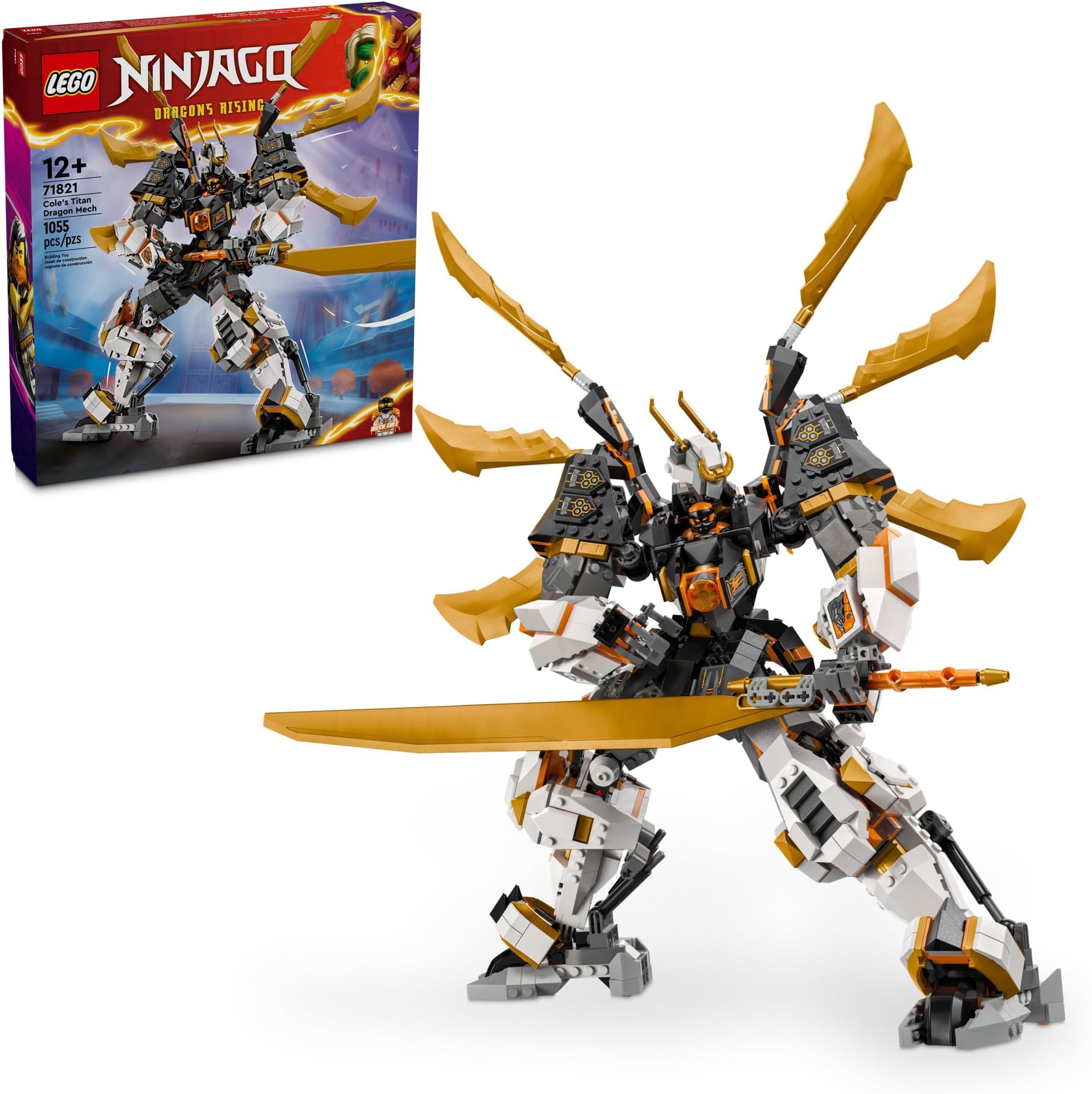 LEGO Ninja Call Giant Dragon Mech Adventure Toy for Boys and Girls Ninja Toy Playset with 1 Ninja Minifigure + 1 Ninja Mech with Dragon Wings Birthday Gift 12+ 71821