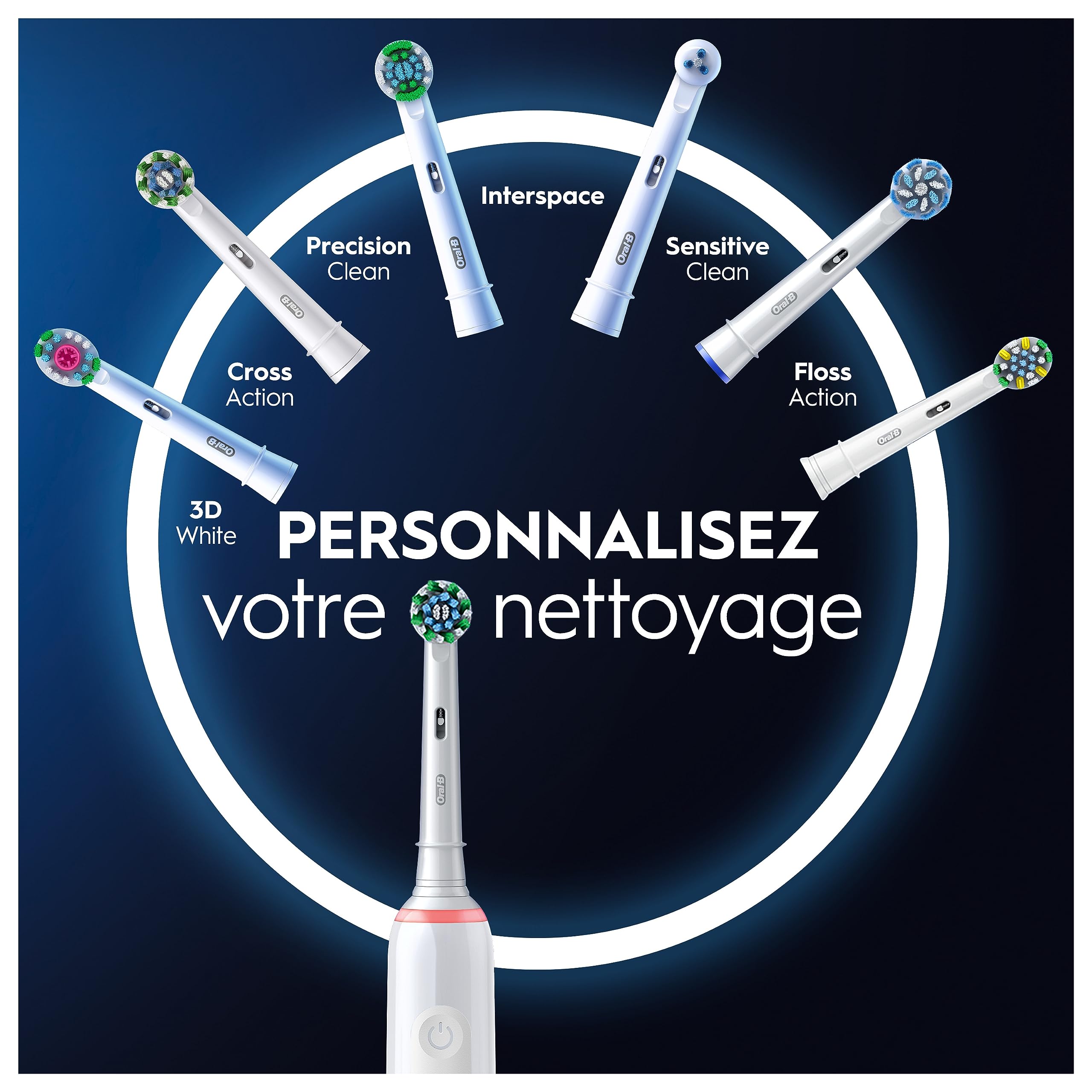 Oral-B Pro 3, Brosse À Dents Électrique Blanche Pour Adultes, Édition Spéciale, Modes De Nettoyage Avec Blancheur Et Sensibilité Pour Protéger Les Gencives, 1 Brossettes De Rechange, 1 Chargeur