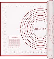 GREENRAIN Extra Thick 0.6mm Silicone Pastry Mat 24x16 Inch Non-Stick Baking Mat with Measurements for Pie Crust Sourdough Dough