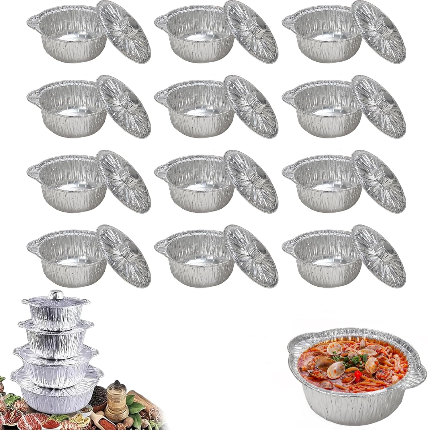 Disposable Aluminum Pots with Lids, Disposable Pots for