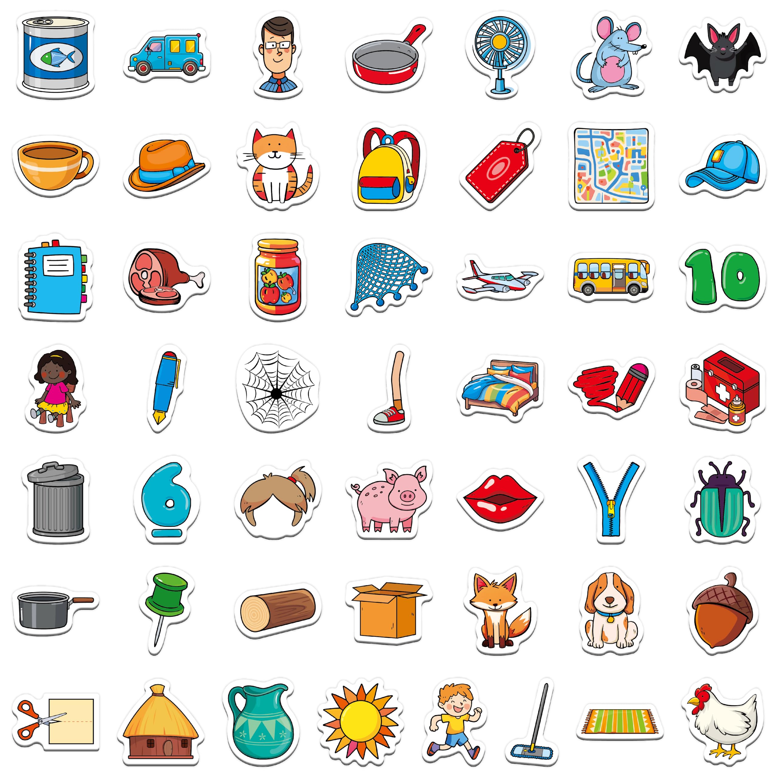 50 PCS CVC Object Magnets, Magnetic Thickened CVC Fridge Magnets Adorable Educational Learning Toys for Preschooler, Kindergarteners, Kids 4+