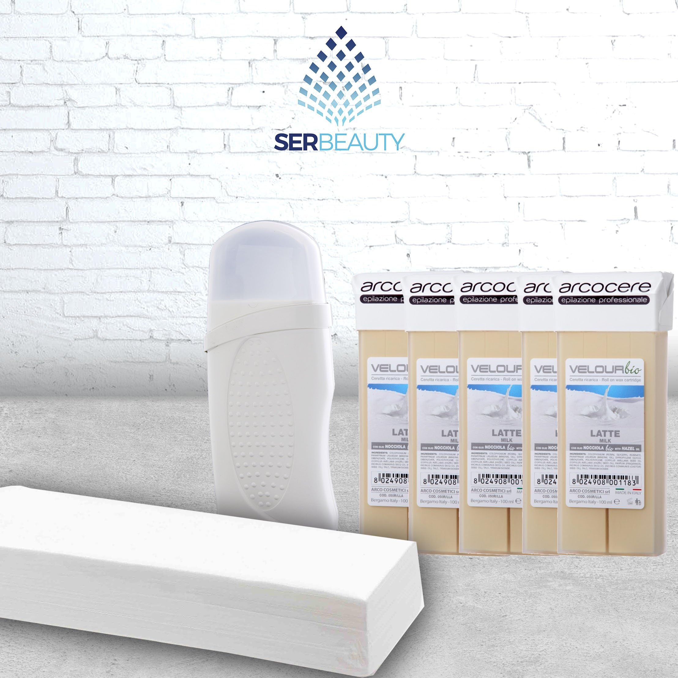 Kit Full/Milk Hair Removal Wax Warm Wax Roll On Cartridges 100 Ml/Includes: 1 Electric Warm Wax Roll On + 5 Cartridges wax 100 ML + 100 Bands depilatorias./high quality/Roll-On Wax for Hair Removal