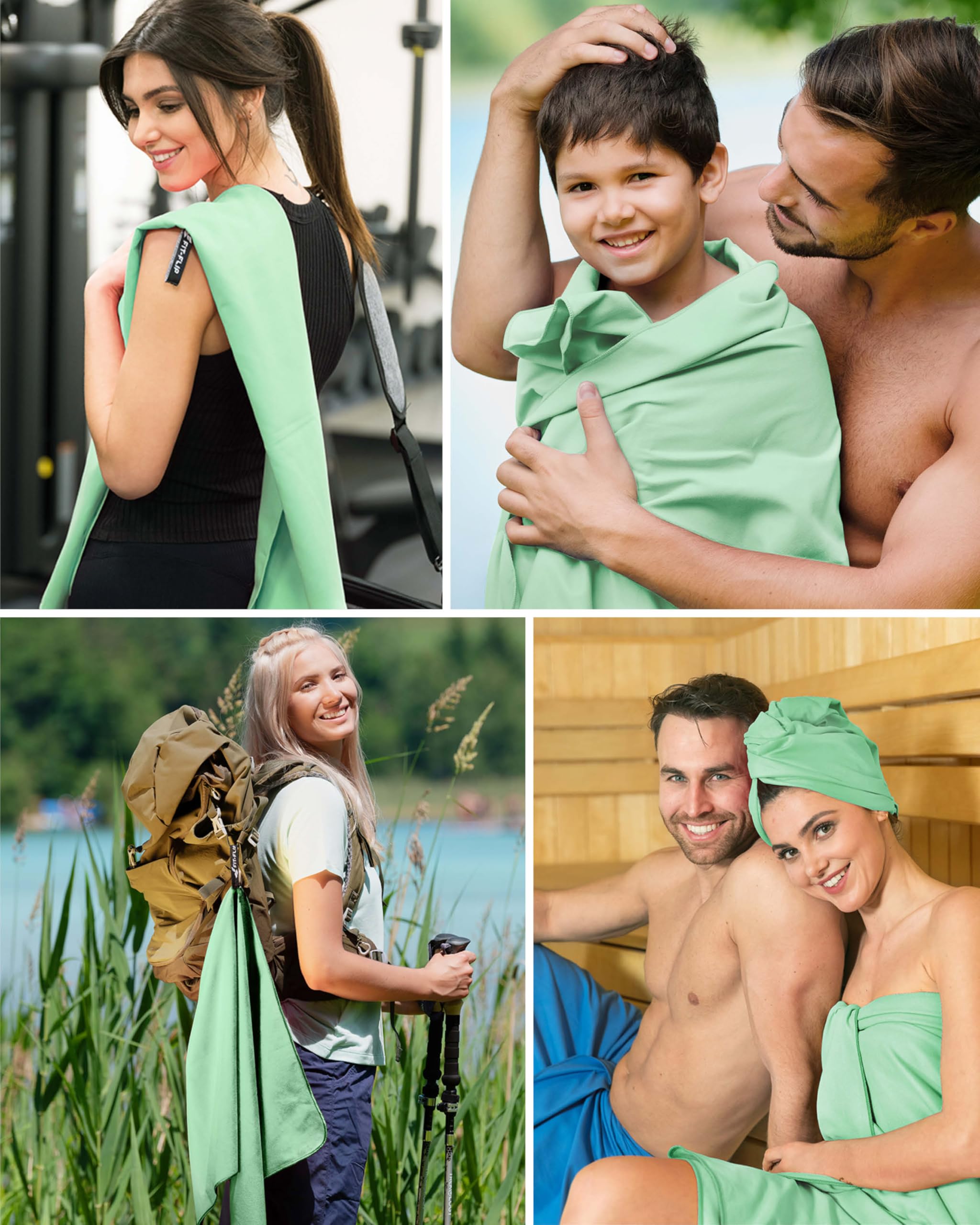 Fit-Flip Asciugamano microfibra - asciugamano palestra compatto e ultraleggero - asciugamani microfibra - il perfetto telo mare microfibra grande - ottimale per viaggio, sport e palestra