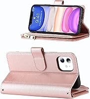 Vista 3 de Jaorty Funda para iPhone 11 con tarjetero, para iPhone 11, funda para teléfono con correa, correa de hombro cruzada, correa de hombro con oro rosa