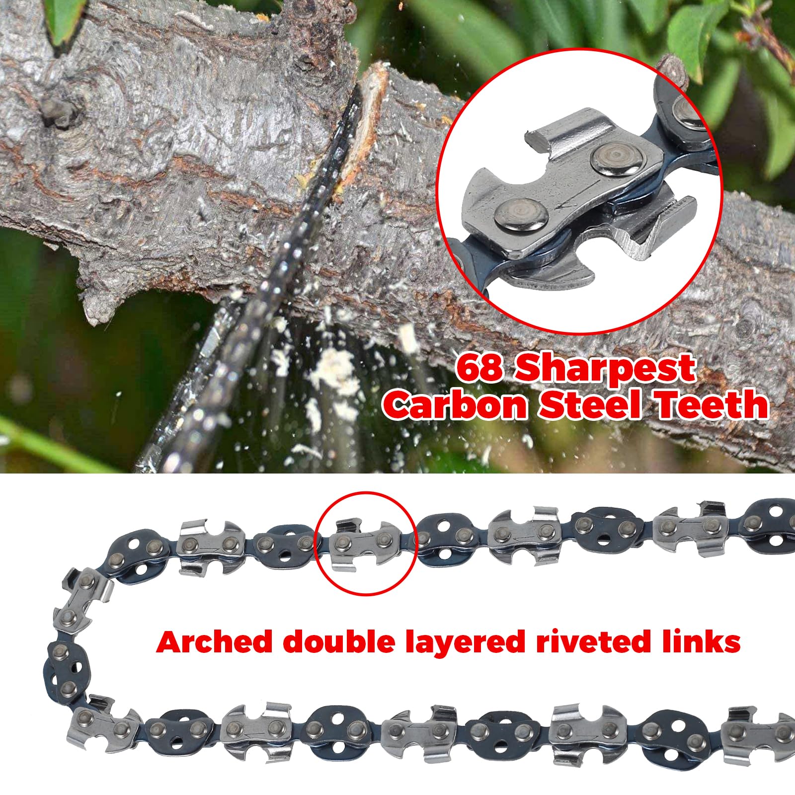 53 Inch Rope Saw High Reach Tree Limb Hand Rope Saw Chains with 68 Teeth & Folding Ropes Chain Saws for Tree Trimming Pocket Chainsaw Gardening Camping Cutting Tool