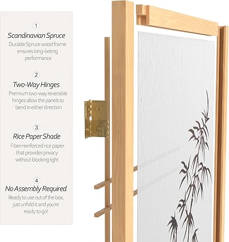 Miniatura 4 de Pantalla corta Shoji de árbol de bambú de 4 pies - Natural - 4 paneles Natural,Negro -,Rosewood,https://www.amazon.com/dp/undefined