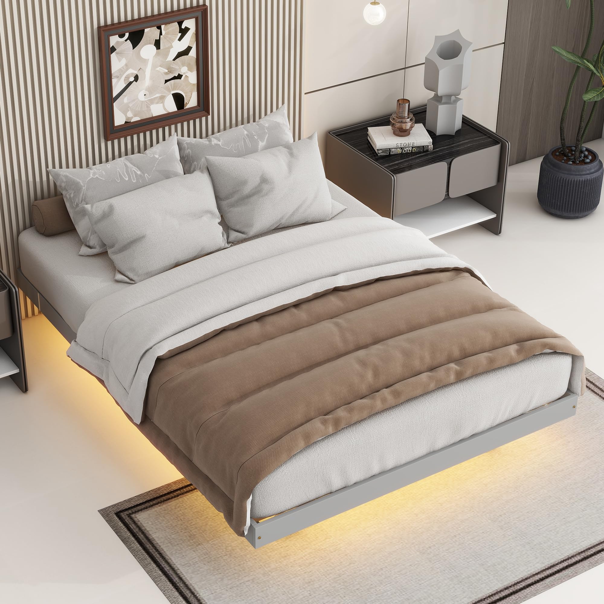 Cama Plataforma Flotante Con Luces Amazon.com: JIVOIT Cama De