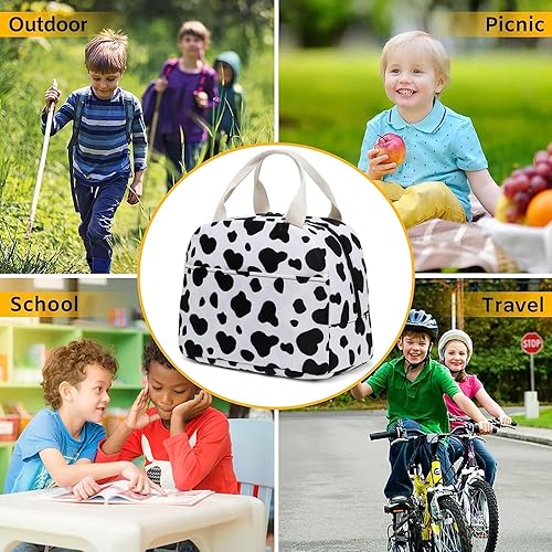 Miniatura 5 de Lonchera con estampado de vaca para niñas y mujeres, bonita lonchera aislada a prueba de fugas, reutilizable, bolsa de almuerzo para adolescentes,