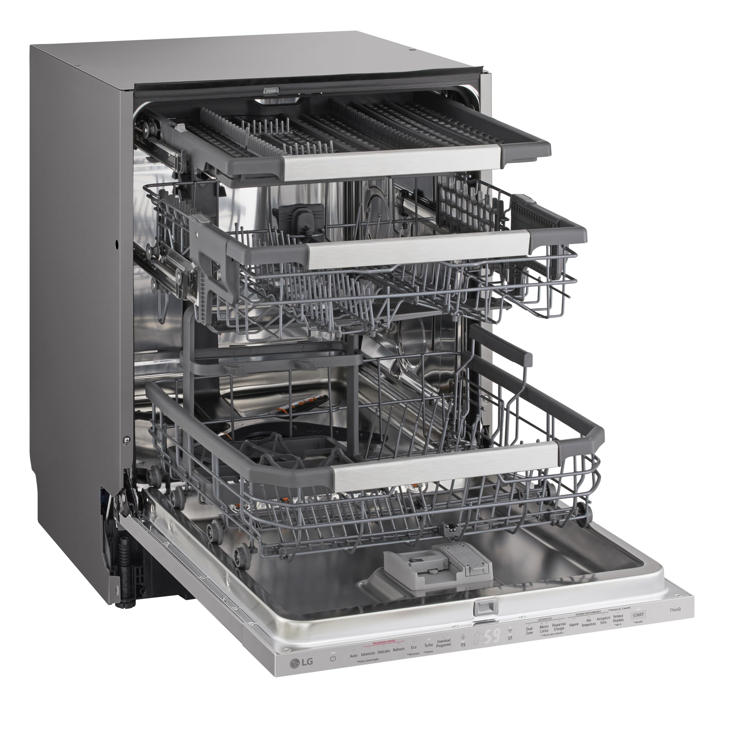 LG DB597TXSW, Lavastoviglie da incasso, Classe A, Noble Steel