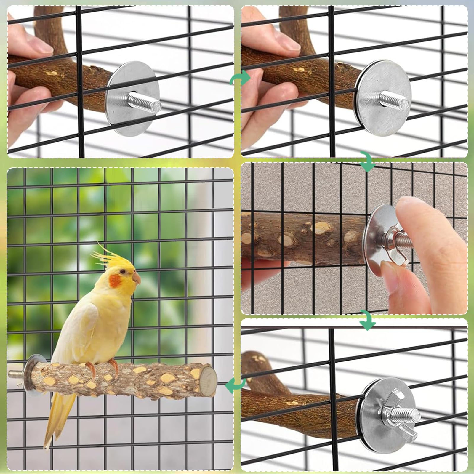 NLONLL 6 Pcs Bird Perches for Cage Parrot Perch Budgie Perches Natural Wood Parrot Perch Stand Bird Cage Perches Platform Paw Grinding Fork Parakeet Climbing Standing Branches for Cockatiels Lovebirds - Image 4