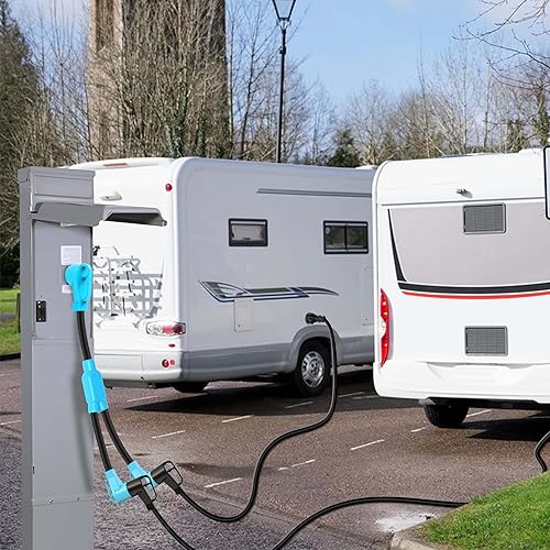 Miniatura 6 de CircleCord Cable adaptador RV Y de 50 amperios a dos, 50 amperios, NEMA 14-50P macho enchufe a hembra 14-50R con mango de agarre, resistente STW 10