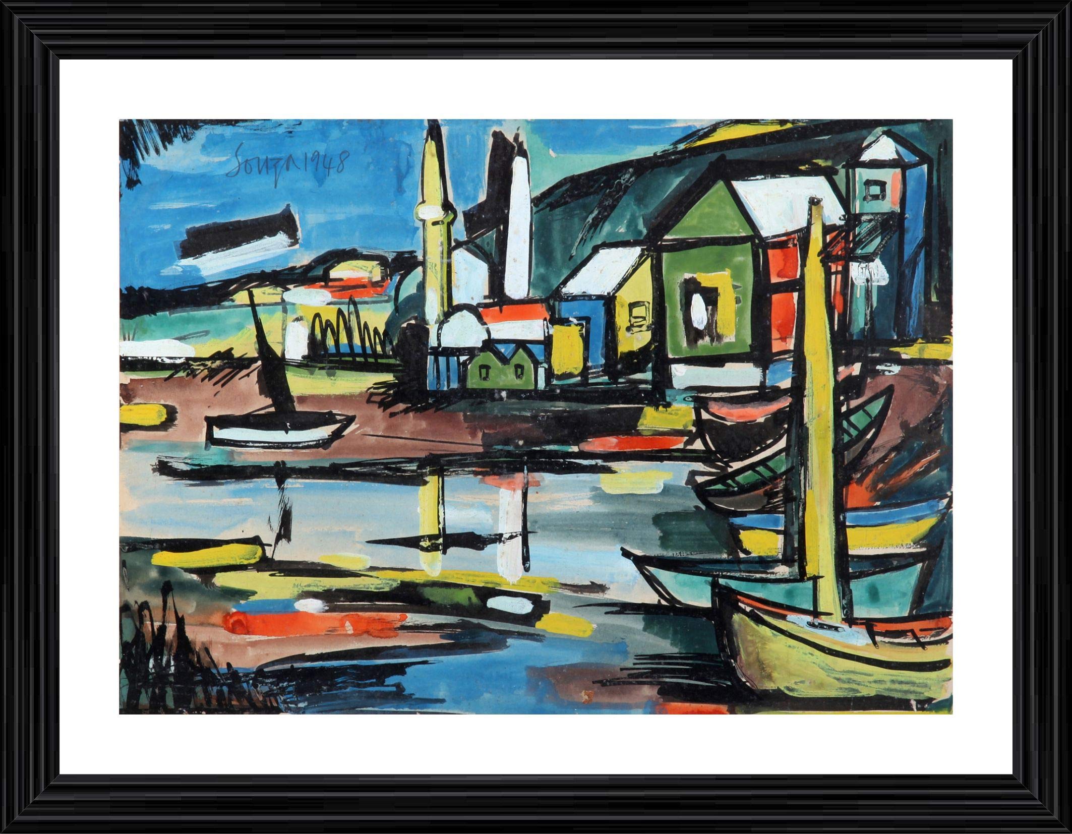 Decoratus� *Dona Paula*- Famous Painting by Francis Newton Souza, Wall D�cor Frame. Matt Satin Print with MDF & 2"PS Black Frame. Size 18"x24"