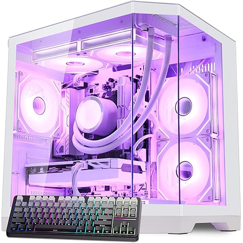 Ocean of Stars Gaming PC Desktop with Gaming Keyboard- RTX 5060 8GB- AMD Ryzen 7 9700X 3.8 GHz-32GB DDR5 RAM- 1TB PCIe SSD- WiFi+ BT- 850W PSU- Windows 11 -Prebuilt Computer - White