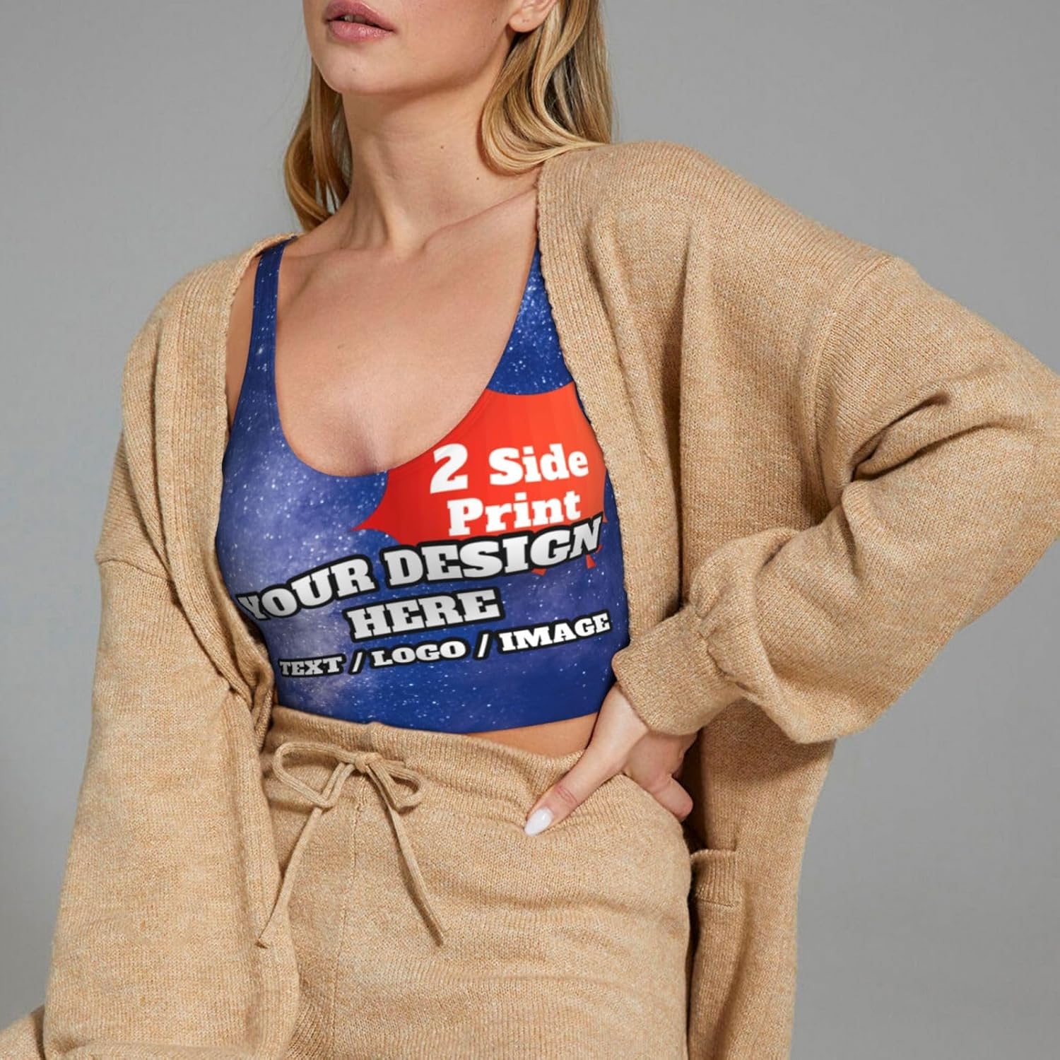 Custom Women's Sports Bra Personalized Photo Name Logo Text Sports Bra Sports Bras for Women - Image 8