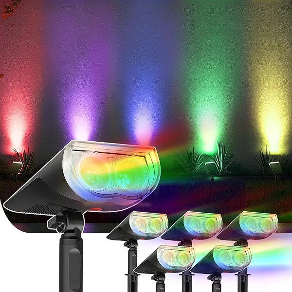 Linkind Halloween Solar Lights Outdoor StarRayS, Halloween Decorations Color Changing Solar Spot Lights, IP67 Waterproof for Landscape Garden Pathway Walkway (Multicolor, 6 Pack)