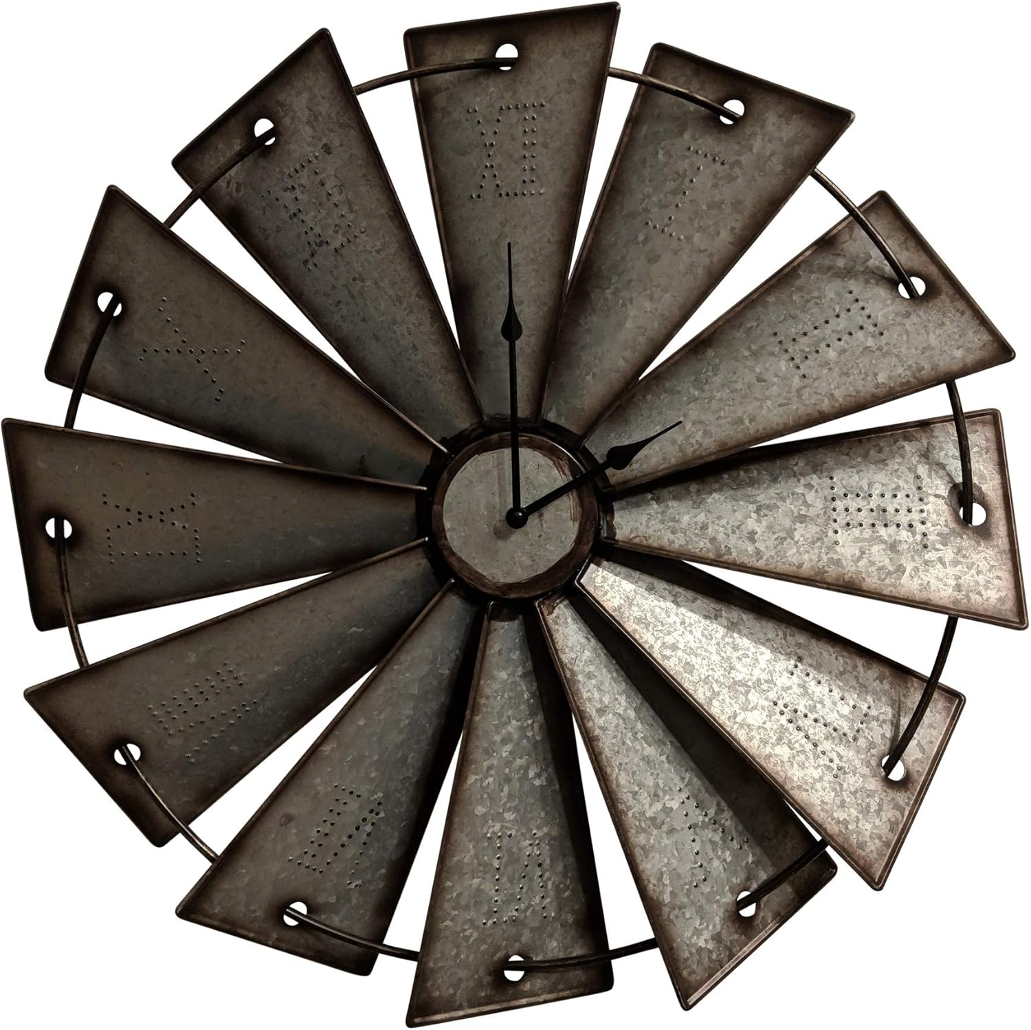 Gianna's Home Rustic Farmhouse Country Metal Windmill Wall Clock (24 in.)