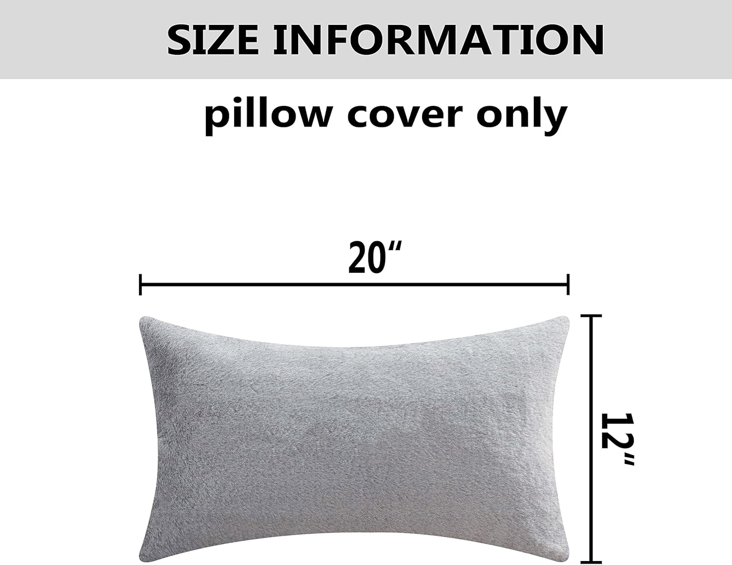 Home Brilliant Plush Faux Fur Deluxe Suede Fluffy Sheepskin Oblong Rectangular Accent Throw Pillow Case Cushion Cover for Bed Spring Decorations, 12x20 Inches, Grey - Image 5