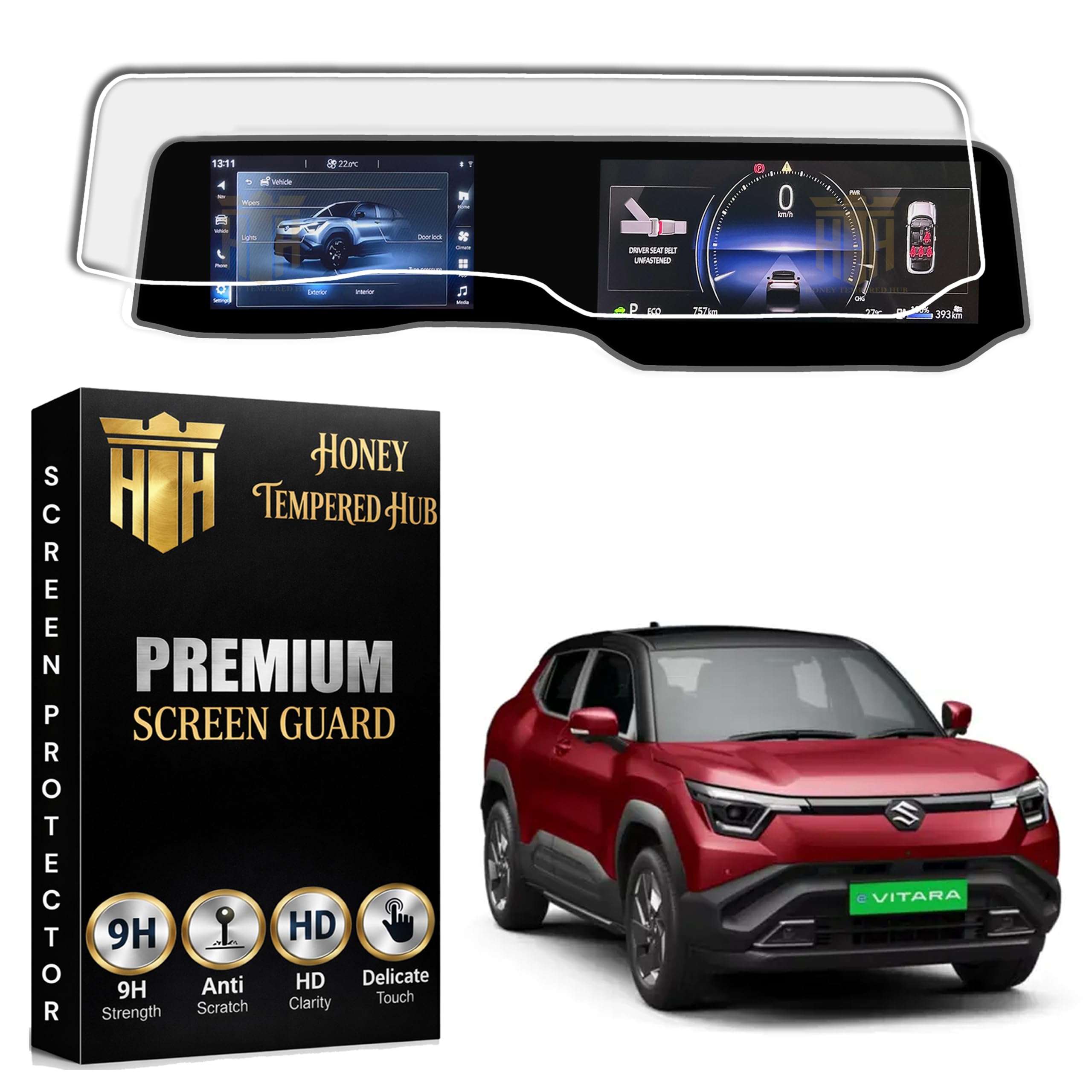 ( GLOSSY ) Screen Guard For NEW MARUTI SUZUKI E-VITARA 2026 ELECTRIC /10.1 INCH FULL TOUCHSCREEN INFOTAINMENT PROTECTOR / Anti Fingerprint / Anti Scratch / e-vitara2026Car Display Accessories [Not Tempered Glass]-image-44
