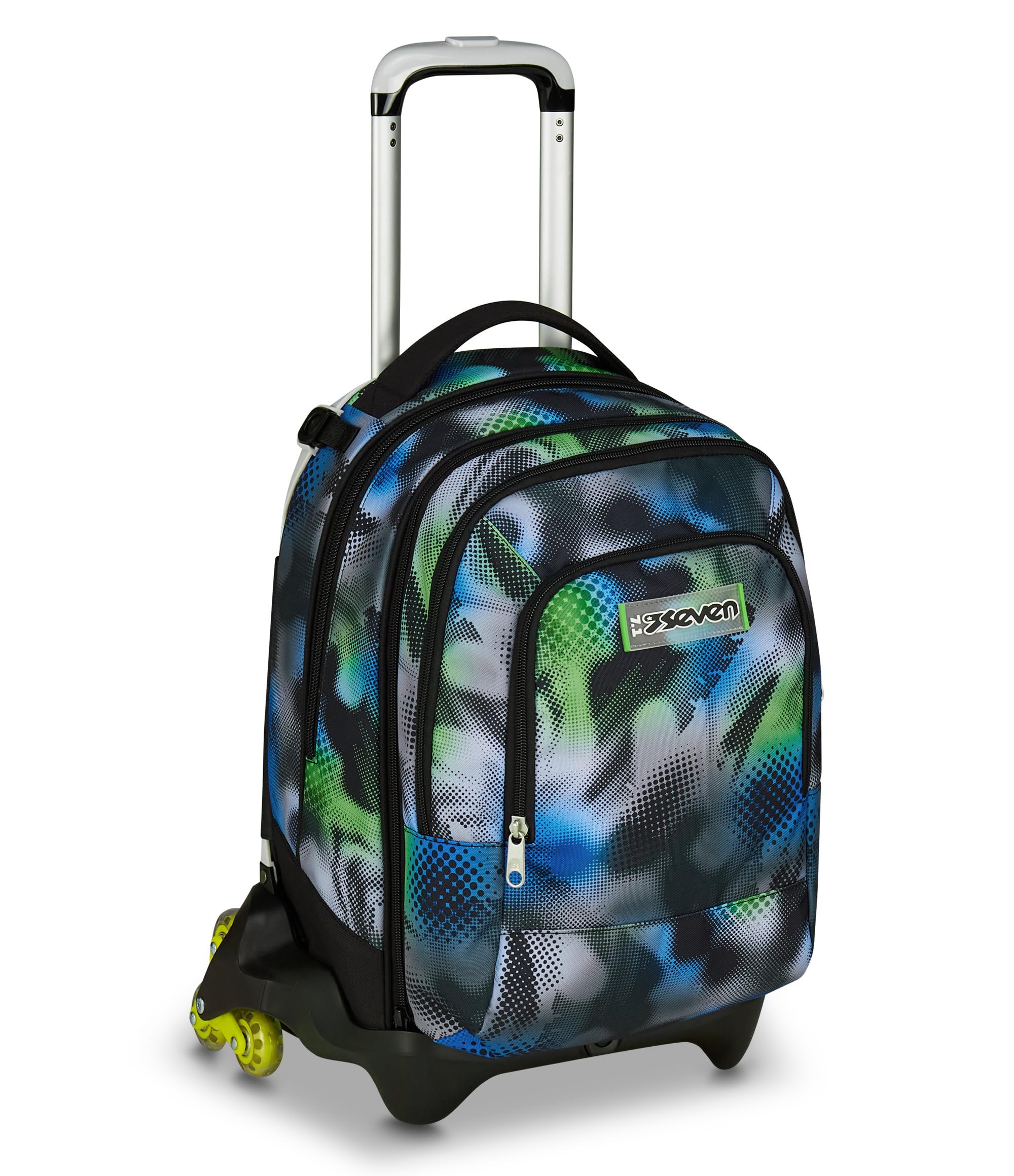 Seven Trolley Scuola Jack 3 Ruote Detach Write Down, Grigio, Zaino Con Carrello Sganciabile Da 37 Litri, Tasca Borraccia, Zainetto Staccabile, Multiuso e Spazioso, Per Scuola Elementare e Media,
