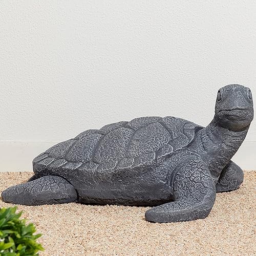 Glitzhome Estatua de tortuga para exteriores, escultura de jardín de tortuga grande, 22.75 pulgadas de largo