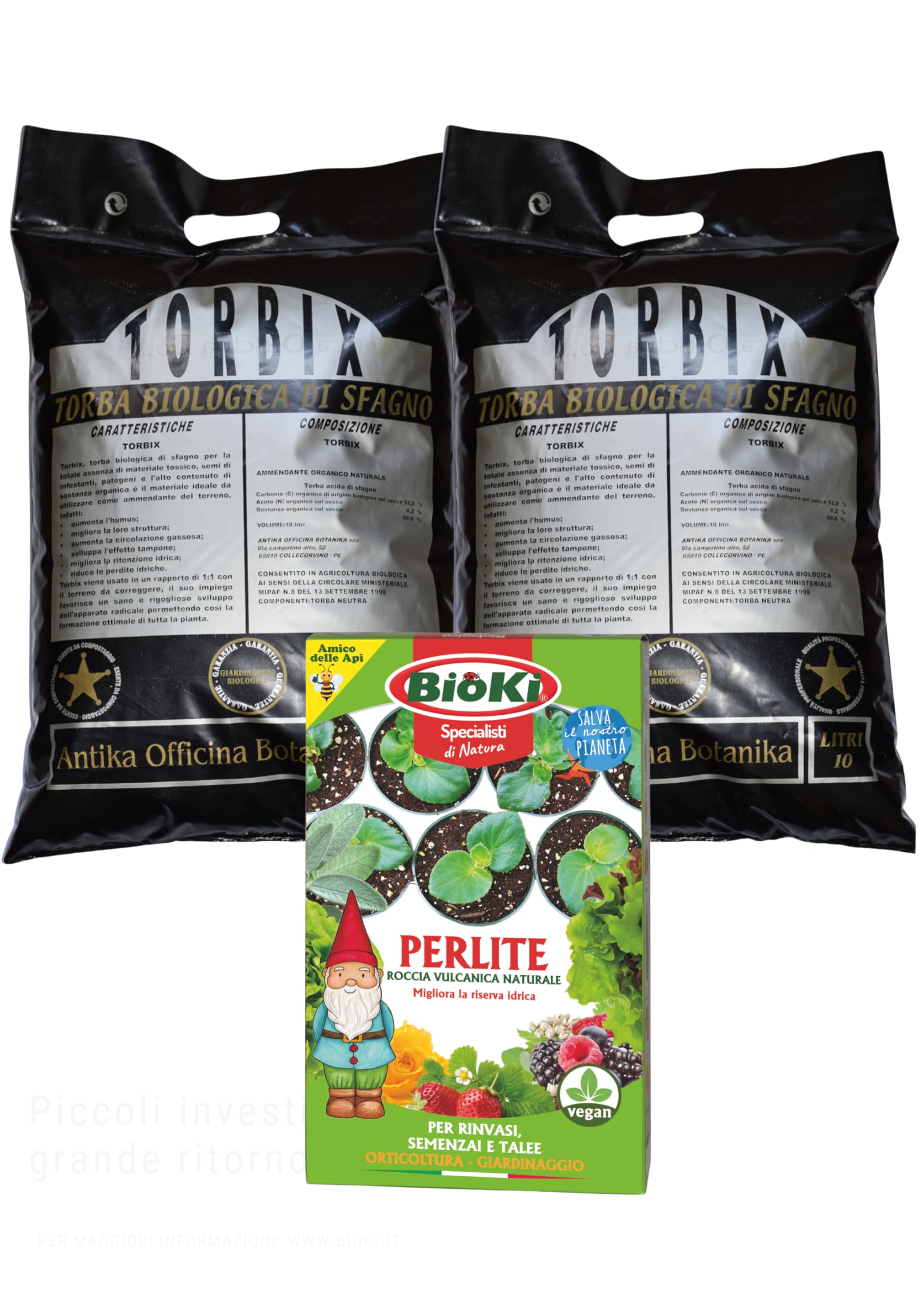 Torba per Rinvaso Piante da Interno ed Esterno Kit completo 20 L di Torba e 1 L di Perlite ad elevata efficenza